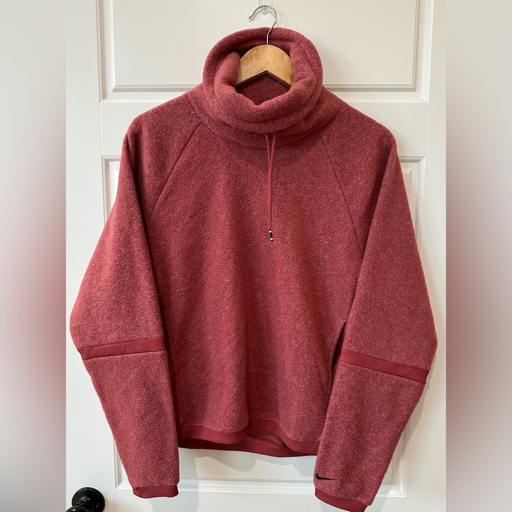 Nike Therma-FIT Mauve Cowl Neck Fleece Pullover Sportswear SMALL